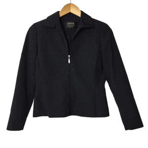 Dana Buchman Petite Black Textured Zip Jacket